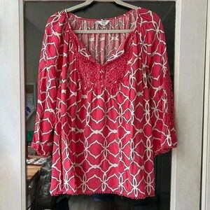 Crown & ivy blouse with crochet trim size 2x